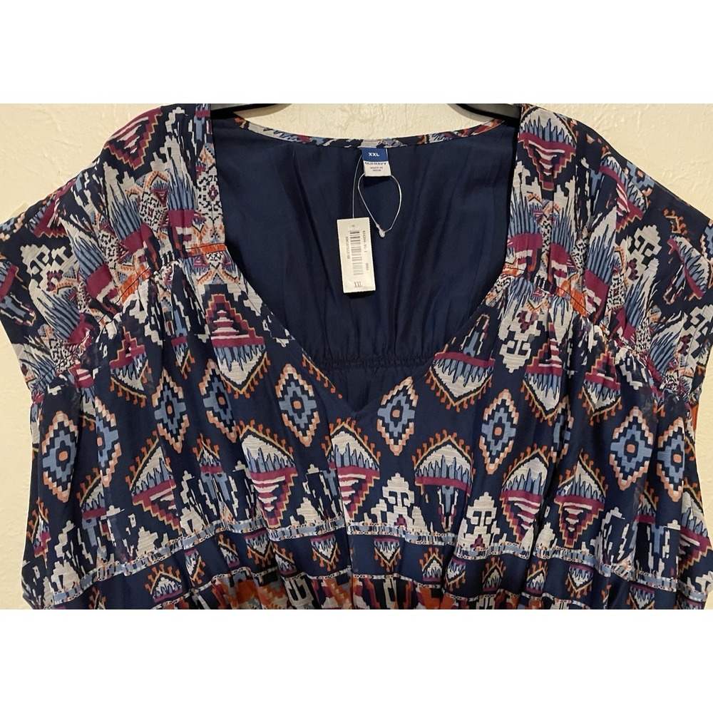 Old Navy Women 2X Aztec Boho Top  Waist Defined Sleeveless‎ Blouse New W/tags
